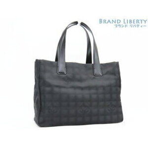 Chanel Travel Line Tote Bag Shoulder Black Nylon Leather